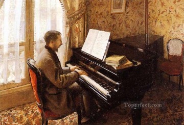 Joven tocando el piano Gustave Caillebotte Pinturas al óleo